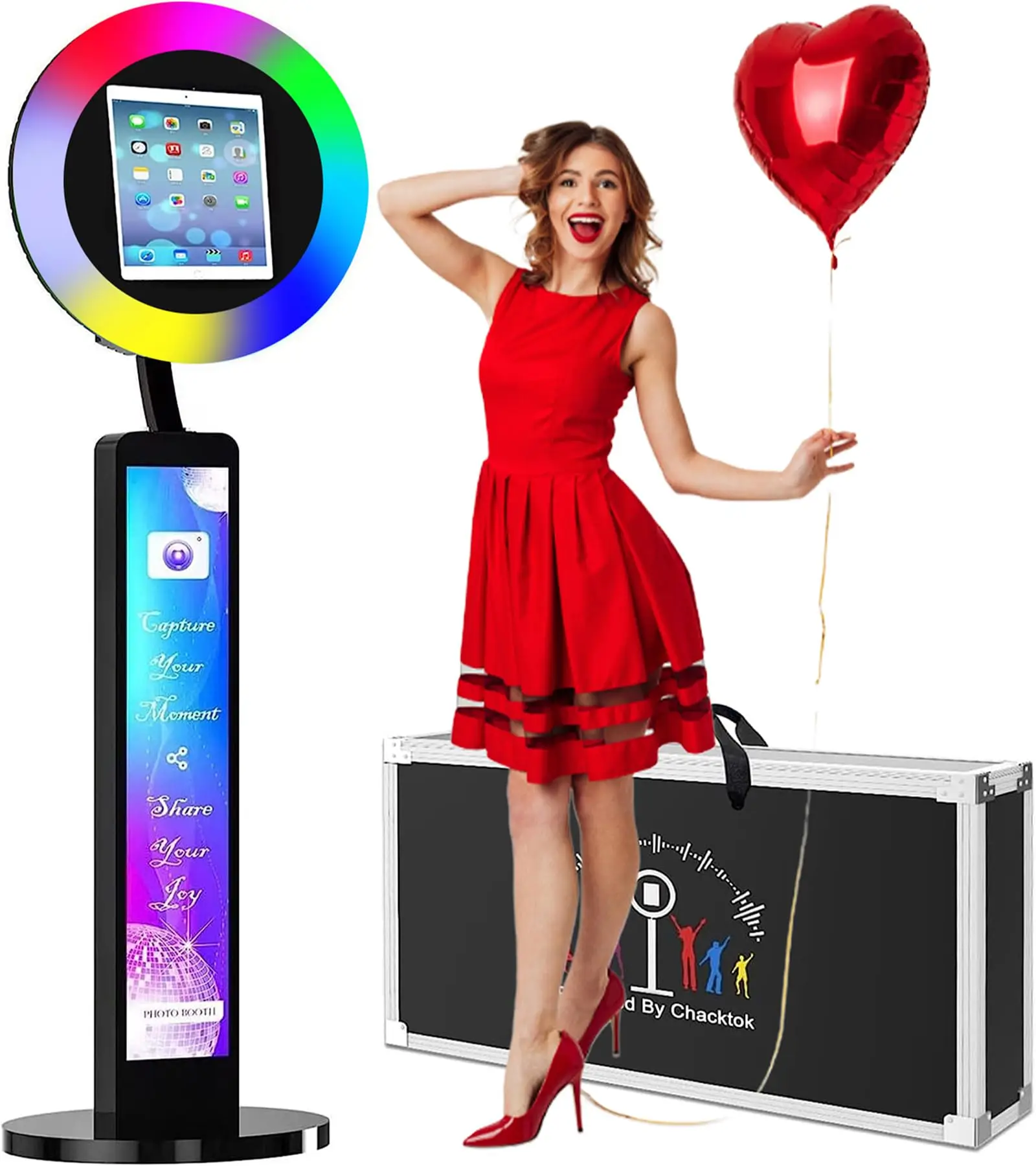 Portable IPAD Stand for IPad Photo Booth Shell With RGB Ring Light Ipad Photobooth Machine for Wedding or Party Event