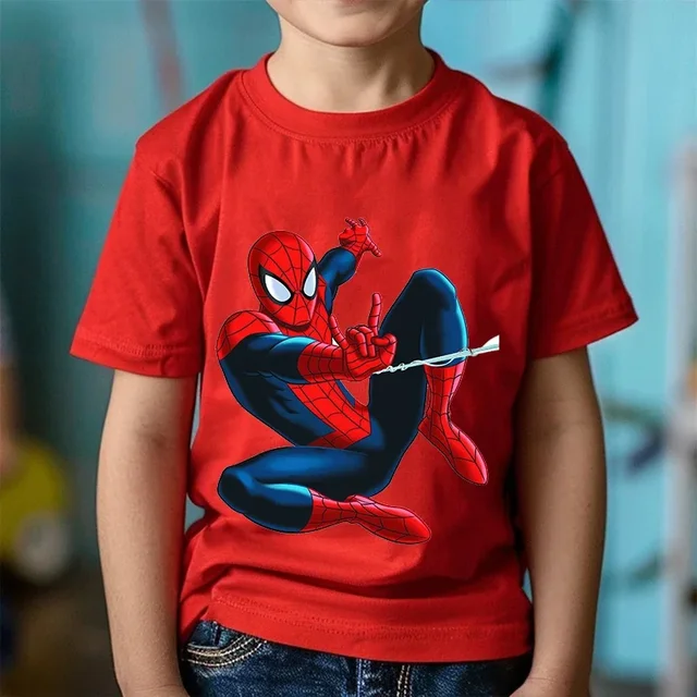 Fashion Trends Spider-Man Cartoon Anime Printing Boys and Girls' Clothes T-shirt in Summer Children's Clothing Short Sleeve