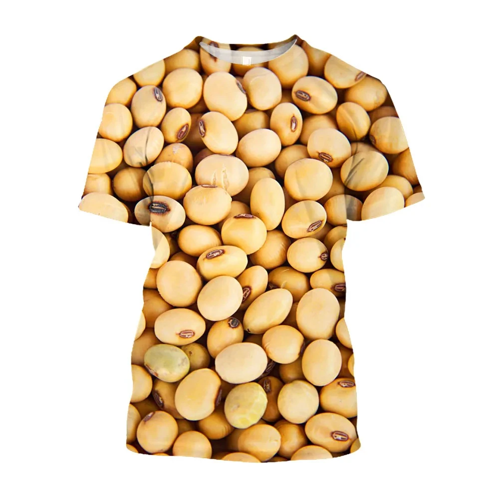 

3D Grain Food Soybean Printed Men T-shirts Casual Funny Oversize T Shirt Harajuku Fashion Unisex Streetwear Men Clothes Kids Tee