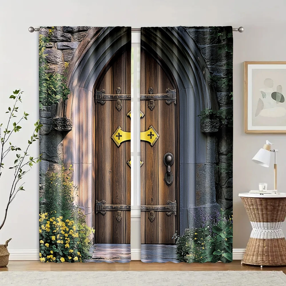 2pc,  Curtain Unique Castle Versatile Fabric,Without Electricity Birthday Party Applies to Multipurpose Event Decoration 2