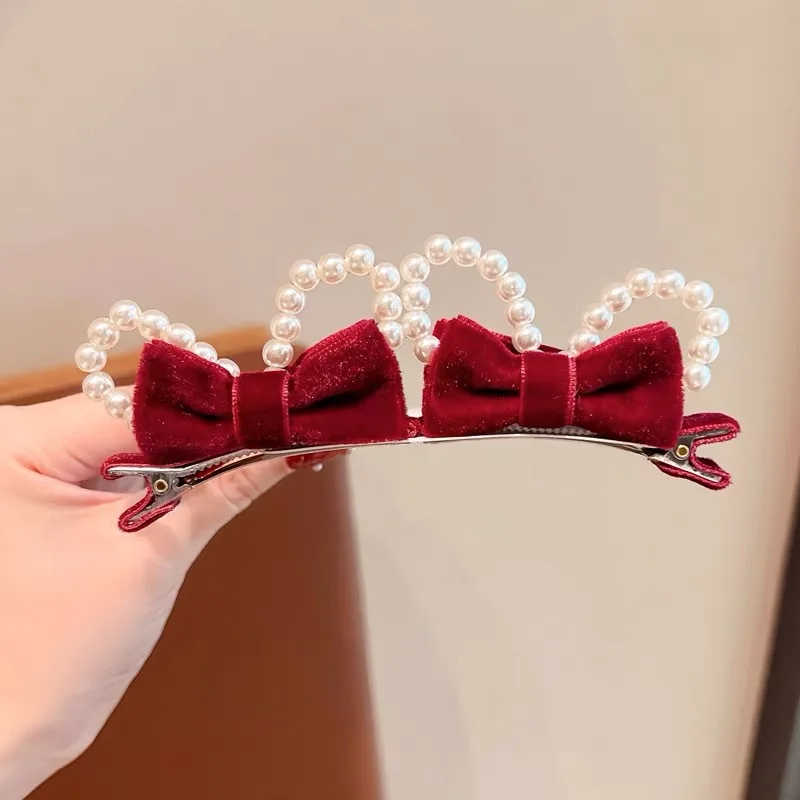 Children's Double-sided Bow Hairpin Baby Cute Rabbit Ear Clip Hair Accessories New Year's Top Clip Headgear Wholesale