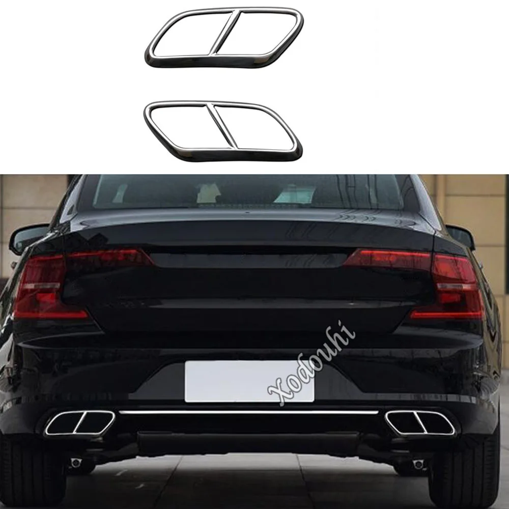

Car Styling Cover Muffler Exterior End Outlet Dedicate For Volvo XC60 2018 2019 2020 2021 Stainless Steel Exhaust Tip Tail 2pcs