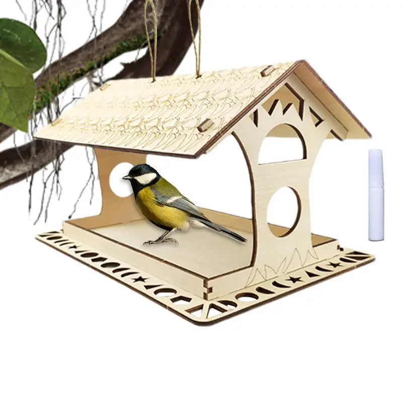 

Bird Feeding House For Garden Natural Wood Feeder Bird Cage Garden Stylish Bird Feeding Tool For Window Tree Wall & Roof Supply
