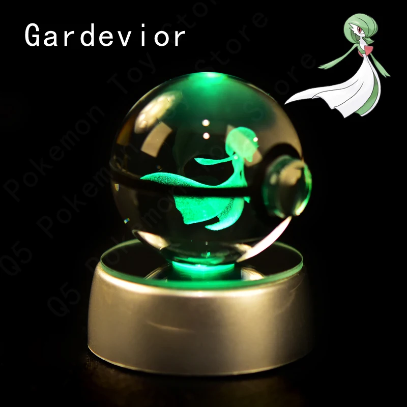 thumbnail image 1 of Figuras de Pokémon en forma de bola de cristal 3D, Pikachu, Gengar, Mew, Mewtwo, base de lámpara, estatua de bola de cristal 3D de Pokémon, regalo de cumpleaños para niños, 1 of 5