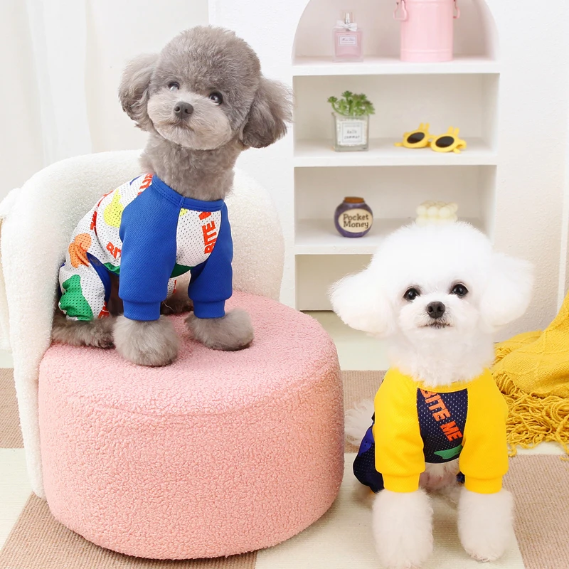 Pet teddy than bear small puppy puppy dog clothes anti-dirty sun protection four feet cool clothes summer mesh breathable
