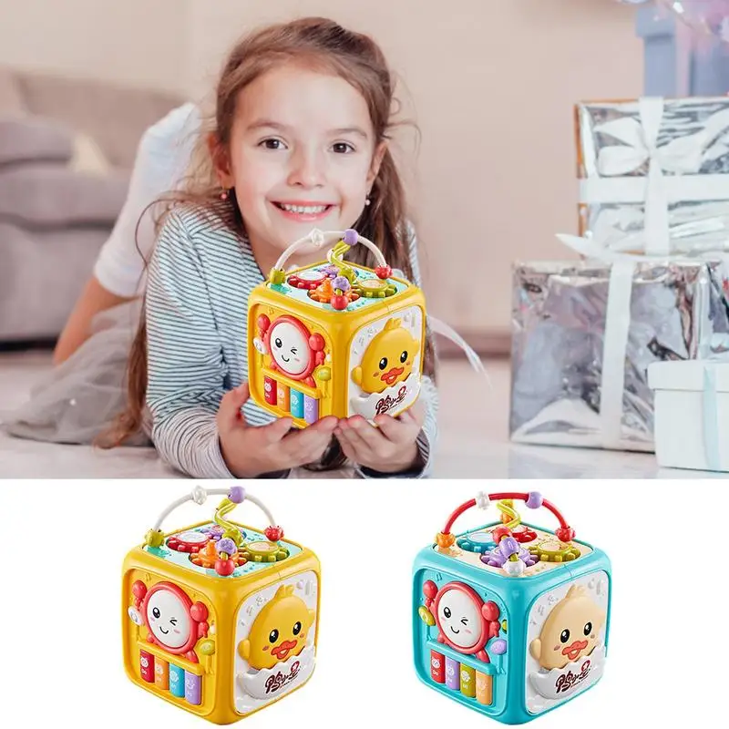 

Activity Cube For Kids Shape Sorting Cube Toy With Drum And Piano Keys Musical Activity Cube Learning Cube Shape Recognition