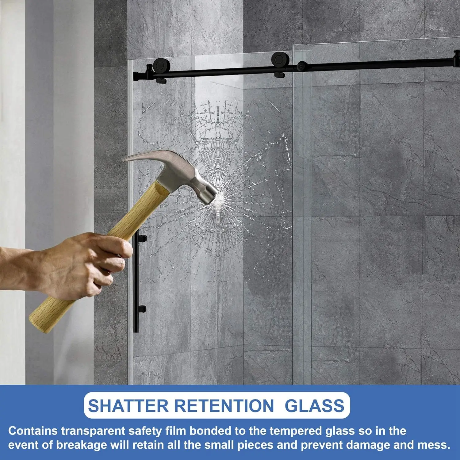 Frameless Bathtub Shower Doors Clear Tempered Glass in Matte Black Finish High quality stainless steel hardware ensure a sleek