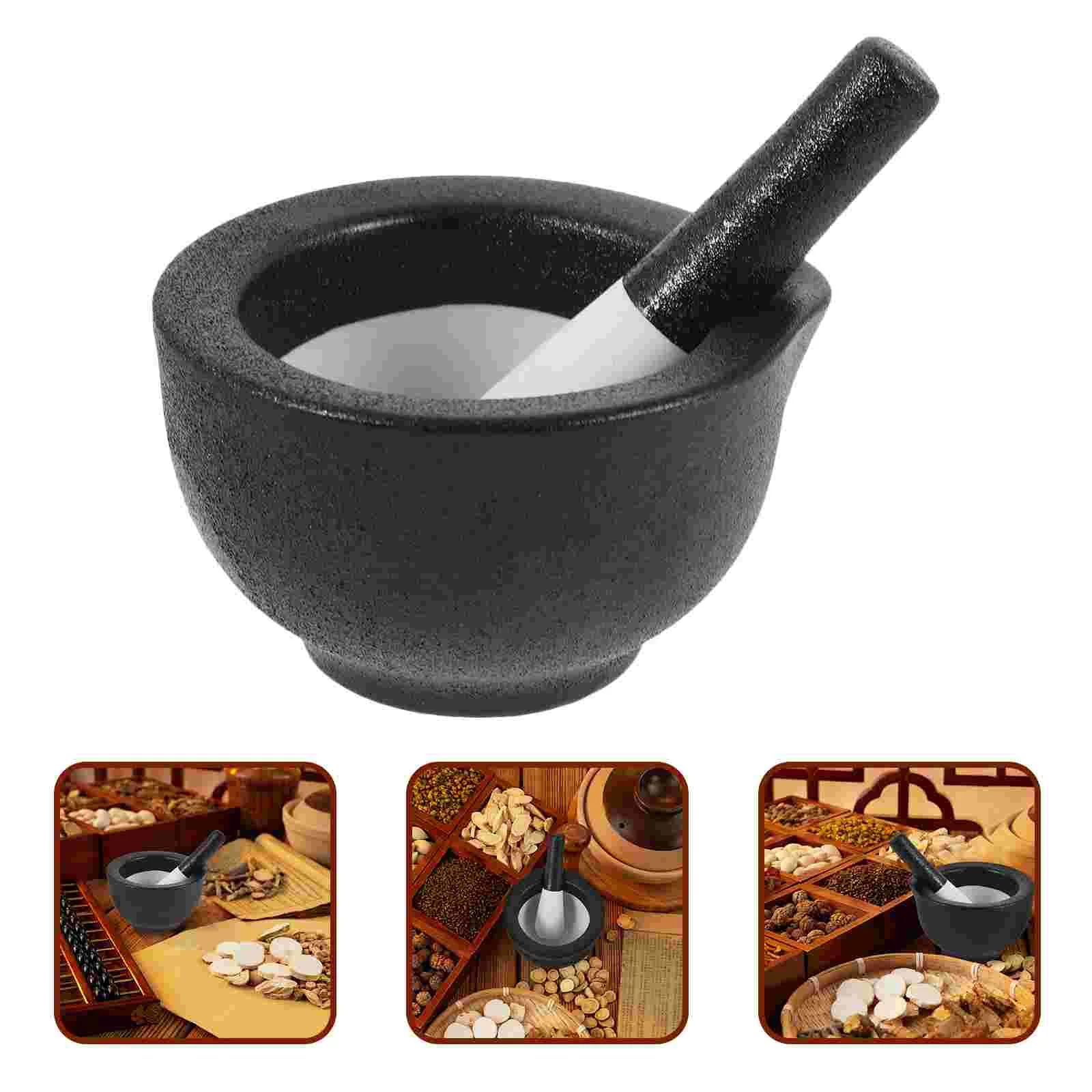 

Ceramic Grinding Jar Household Pestle Mini and Bowl for Kitchen Spices Crush Pot Medicine Pills Baby