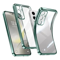 Luxury Glitter Plating Shockproof Clear Silicone Case – Transparent Soft Back Cover with Enhanced Protection for A36 (Green)