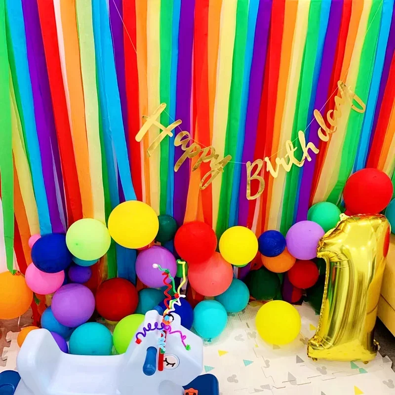 Chinese New Year Backgrou, Colorful Wrinkled Paper, Ribbons, Balloons, Tassels, Baby Birthday, Weddings, Christmas Celebration