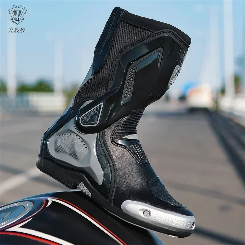 Men's Motorcycle Shoes Fall Prevention Cycling Shoes Consolidate Stability Motorboats Crashproof Road Cycling Boots Breathable motorcycle shoes