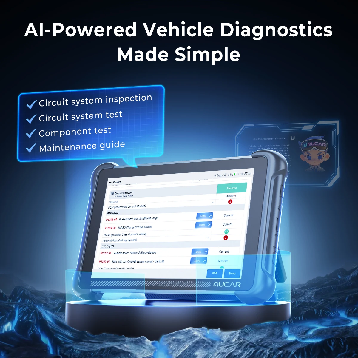 MUCAR 892BT Car OBD2 Diagnostic Tool All System Diagnosis ECU Coding Bi ...
