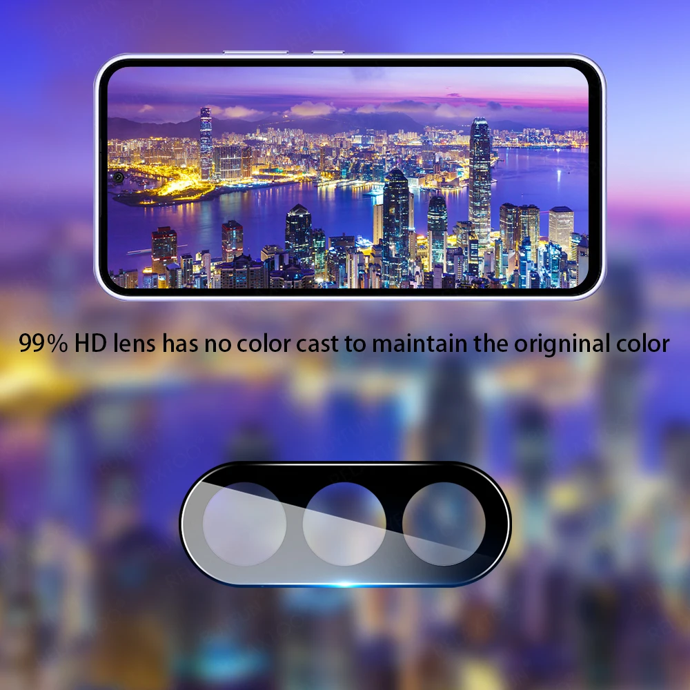 3D Curved Camera Screen Protector with Back Cover Lens Case - Tempered Glass