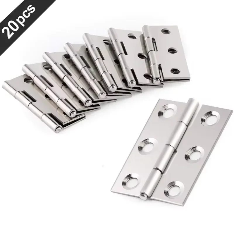 Hardware Stainless Steel Hinges Door Connector Drawer 6 Mounting Holes Durable Furniture Bookcase Window Cabinet Home 20 Pcs