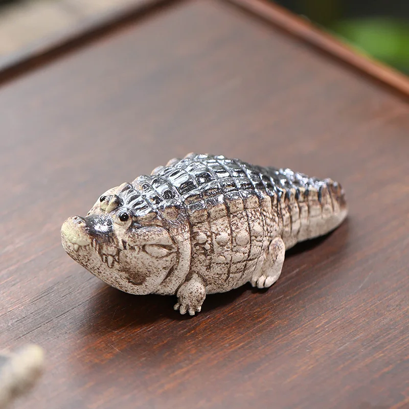 Tea Pet Ornaments Purple Sand Handmade Little Crocodile