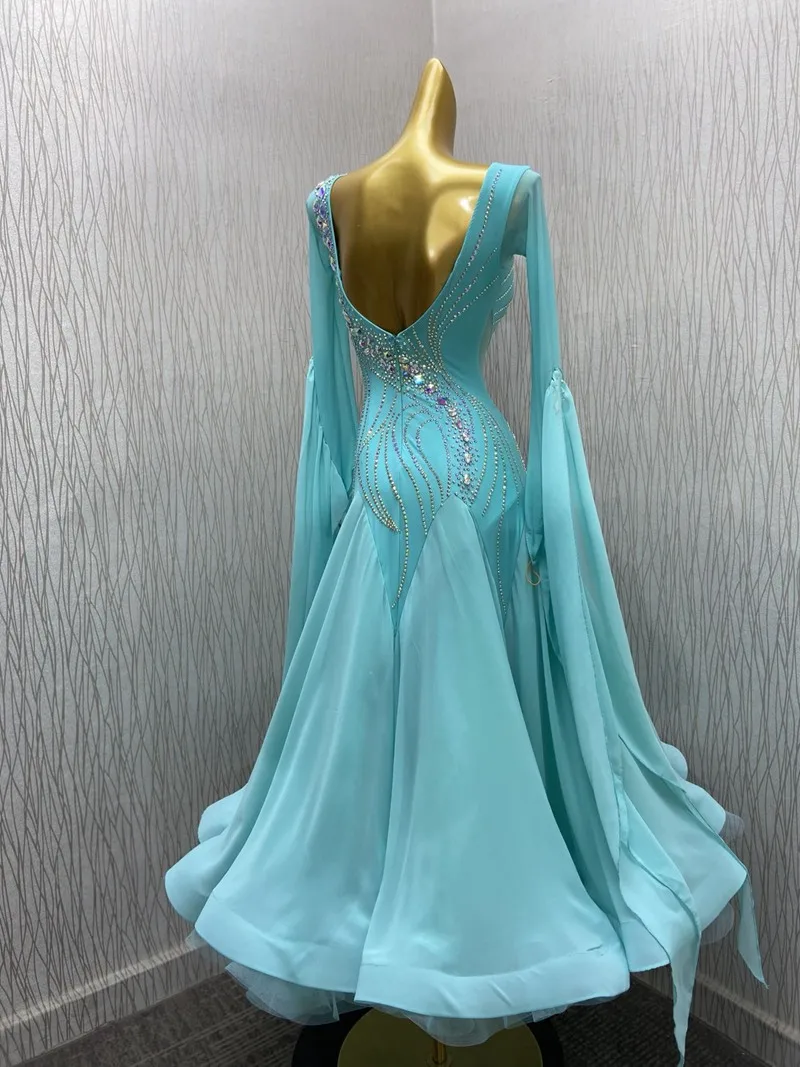 chinese dress ladies Womens Ball Gown Maxi Boat Neck Sheer Sleeve Ballroom Dress with Mesh –  DANCEYM main image 0