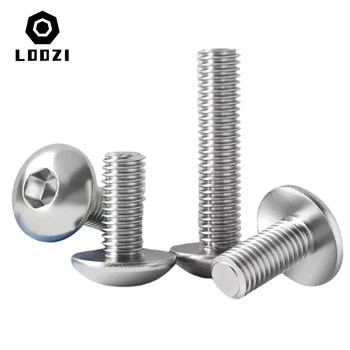 M2 M2.5 M3 M4 M5 M6 M8 M10 304 Stainless Steel Hex Round Pan Mushroom Head Screws Hexagon Socket Button Head Bolt Truss Screws 1