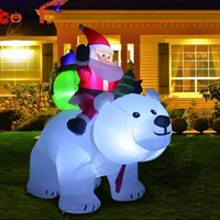 Inflatable Santa Claus Riding Polar Bear 2M Christmas Inflatable Toy Doll Indoor Outdoor Garden Ornament Xmas Decoration 2