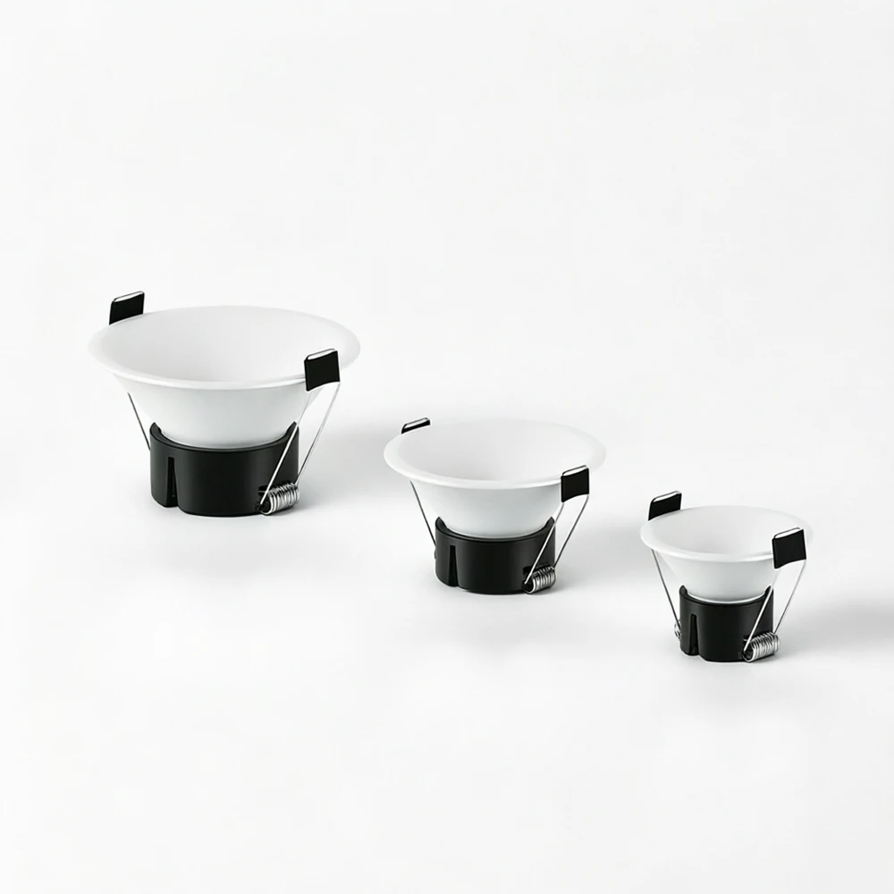 LED 내장형 곡선형 혼 스포트라이트 밝기 조절 가능 7W-20W COB 다운라이트 흰색, 검정색 선택으로 홈 오피스 및 매장에 적합합니다.