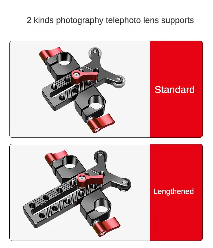 15mm Dual Rod Clamp Height Adjustable 1/4 Camera Lens Vertical Holder Telephoto