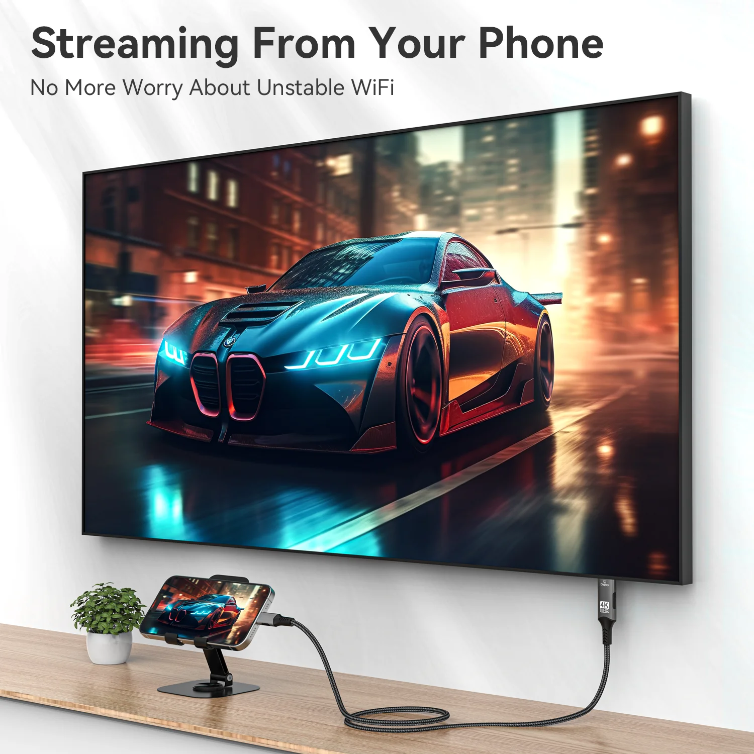 4K USB-C to HDMI Cable Adapter - 60Hz Nylon Braided Premium Cable