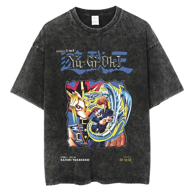 Yu-Gi-Oh! Osiris der Himmelsdrache Übergroßes T-Shirt Vintage Washed Anime Grafik-T-Shirt für Herren Harajuku Streetwear Kurzarm-Oberteil – Detail 22