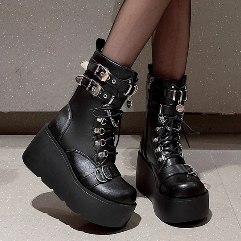 

Женские ботинки на шнуровке, однотонные короткие ботинки на молнии с круглым носком, на платформе, осень 2023