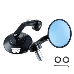 Vintage - Style CNC Motorcycle Bar End Mirrors - Retro Handlebar Rearview (Black)
