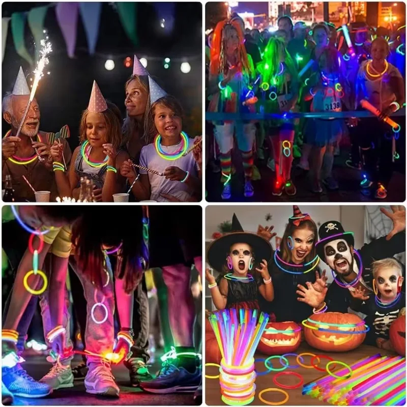 10/100Pcs Fluorescence Glow Sticks Party Multicolor Bendable Glow Bracelet Party Supplies glow sticks glow in the dark bracelet