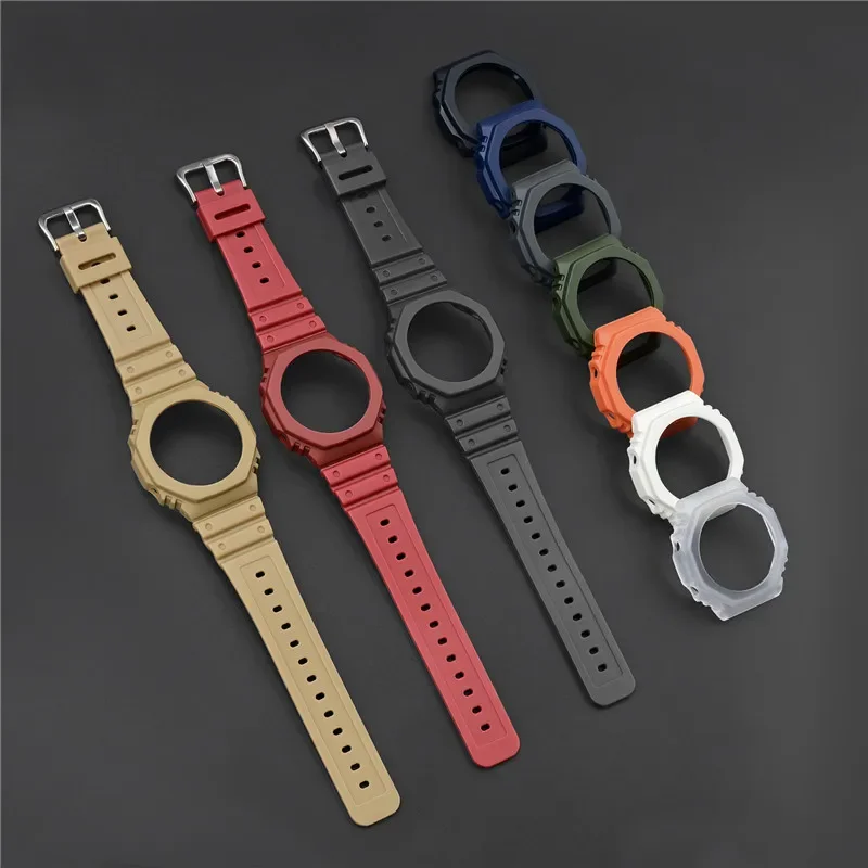 Gummi-Uhrenarmband mit Gehäuse und Lünette für Casio G-SHOCK GA-2100 GA-2110 – Schnellverschluss, Herren-Sportarmband, wasserdicht, TPU-Harz, Modifikations-Kit – Detail 2