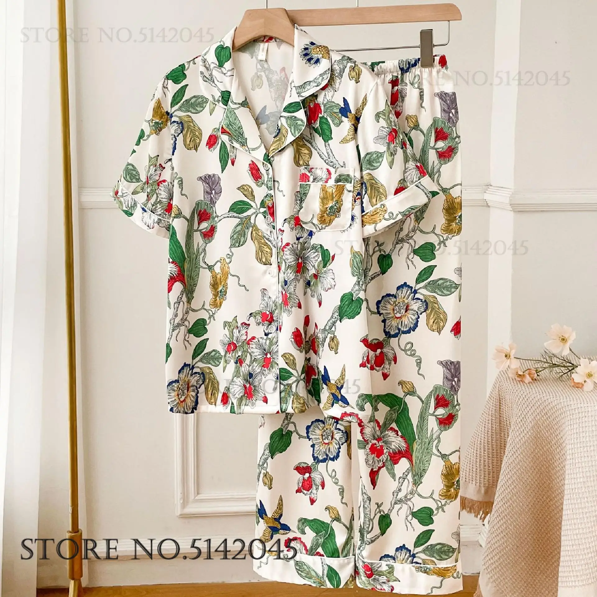 الربيع الصيف جديد منامة الإناث 2 قطعة بنطلون الدعا...