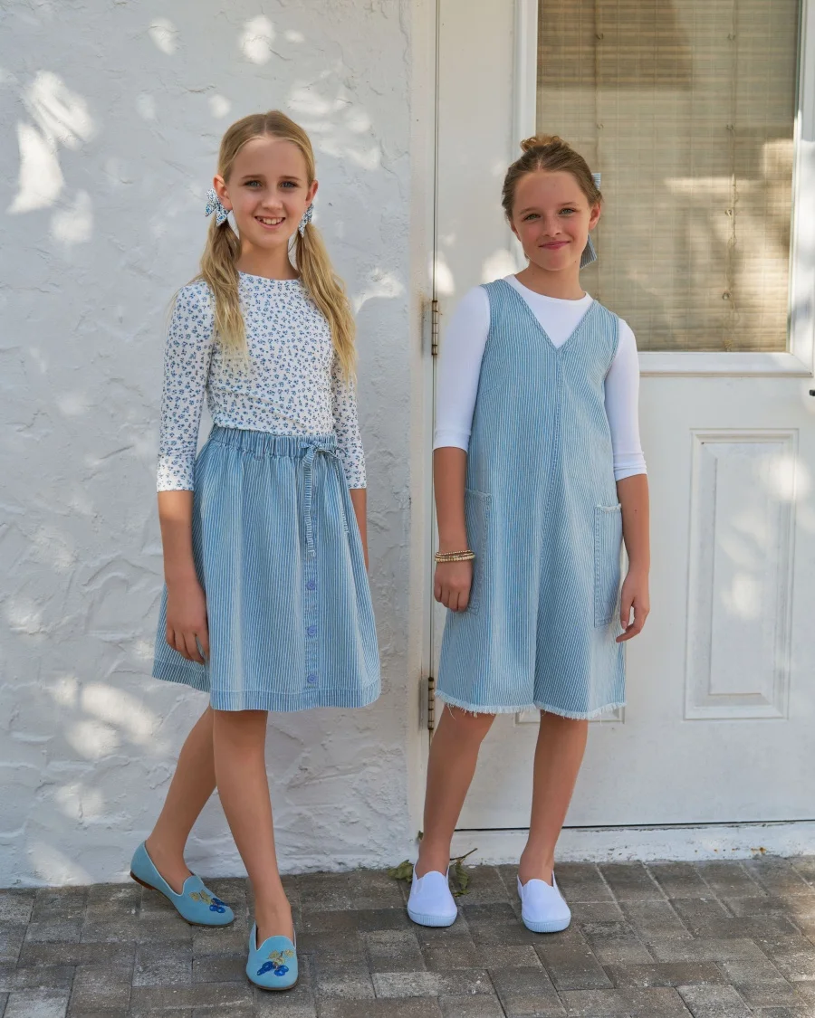 AS SS25 Summer Pinstripe Denim Collection brother and sister matching clothes 2