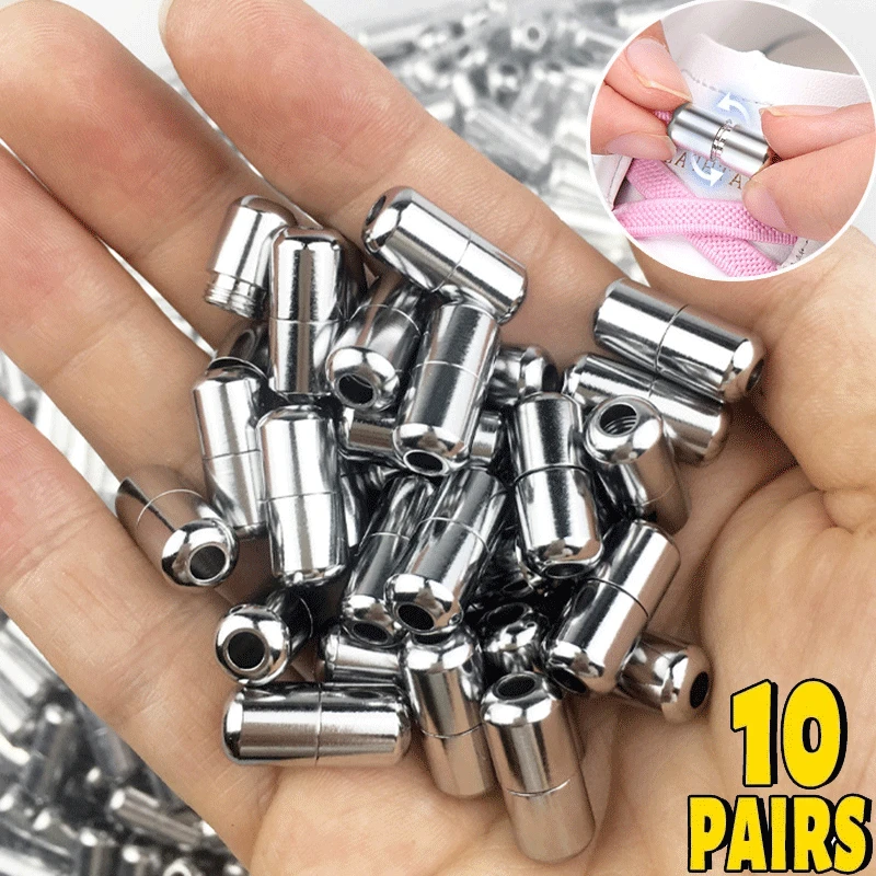 

No Tie Shoe Laces Metal Capsule Lock Elastic Laces Sneakers Flat Shoelaces Without Ties Kids Adult Quick Shoes Lace Rubber Bands