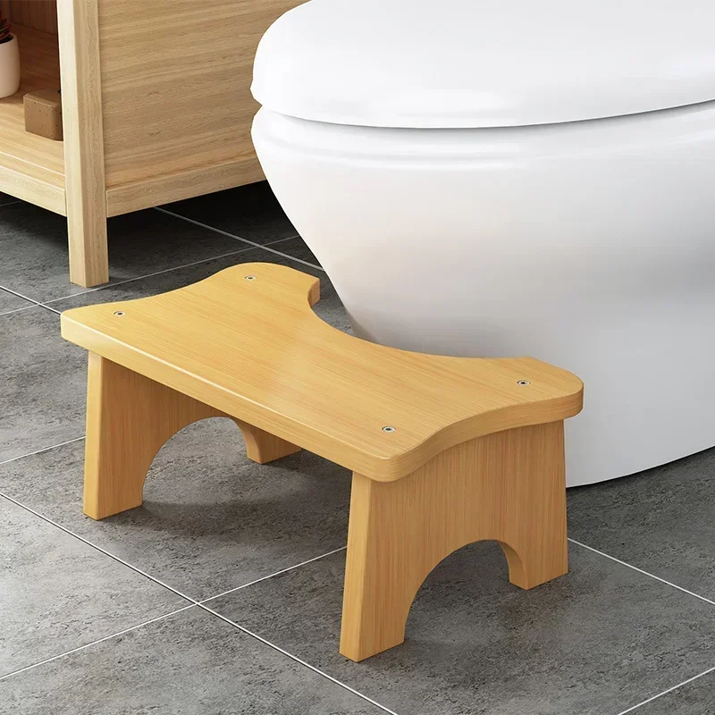 Toilet Squatly Foot Stool Adults Anti-slip Foot Seat Rest Helper Training Stand Bamboo Step Stool for Bathroom Kitchen