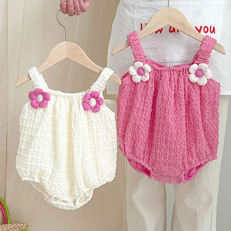 

Newborn Baby Girl Romper Sleeveless Cotton Flower Toddler Baby Girls Jumpsuit Baby Girls Clothes For Summer