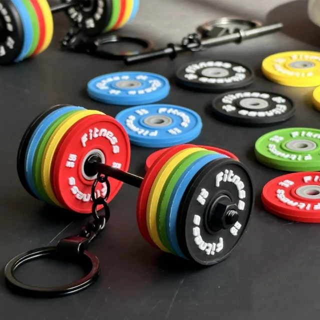 2025 New Barbell Keychain DlY Silicone Dumbbell Keychain Gym Gifts for Gym Lovers Fitness Trainer Gift Backpack Car Key Pendant 1