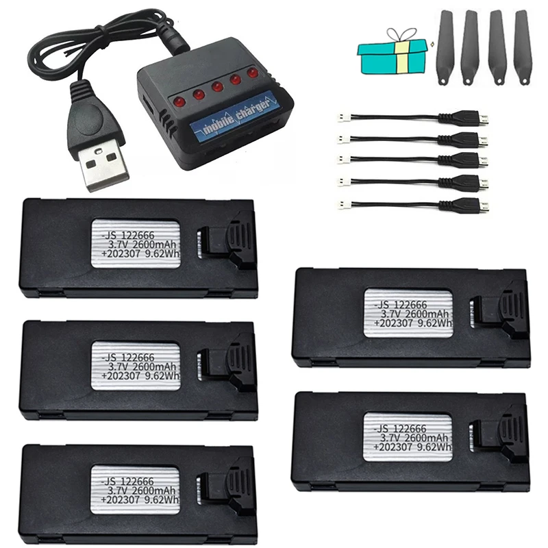 ตัวเลือกสินค้า แบตเตอรี่โดรน 3.7V 2600mAh สำหรับ E88 E88PRO E99 P1 P5PRO และอื่นๆ