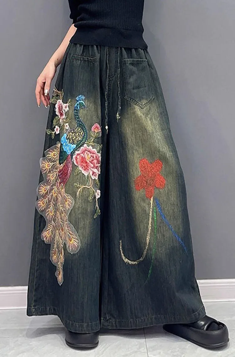Spodnie Damskie Haftowane –  Uniwersalny Styl Boho