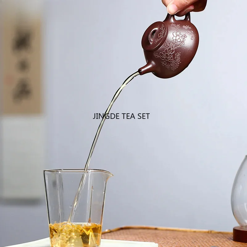 100ML retro Yixing purple clay teapot original ore red mud handmade plum blossom tea set business gift