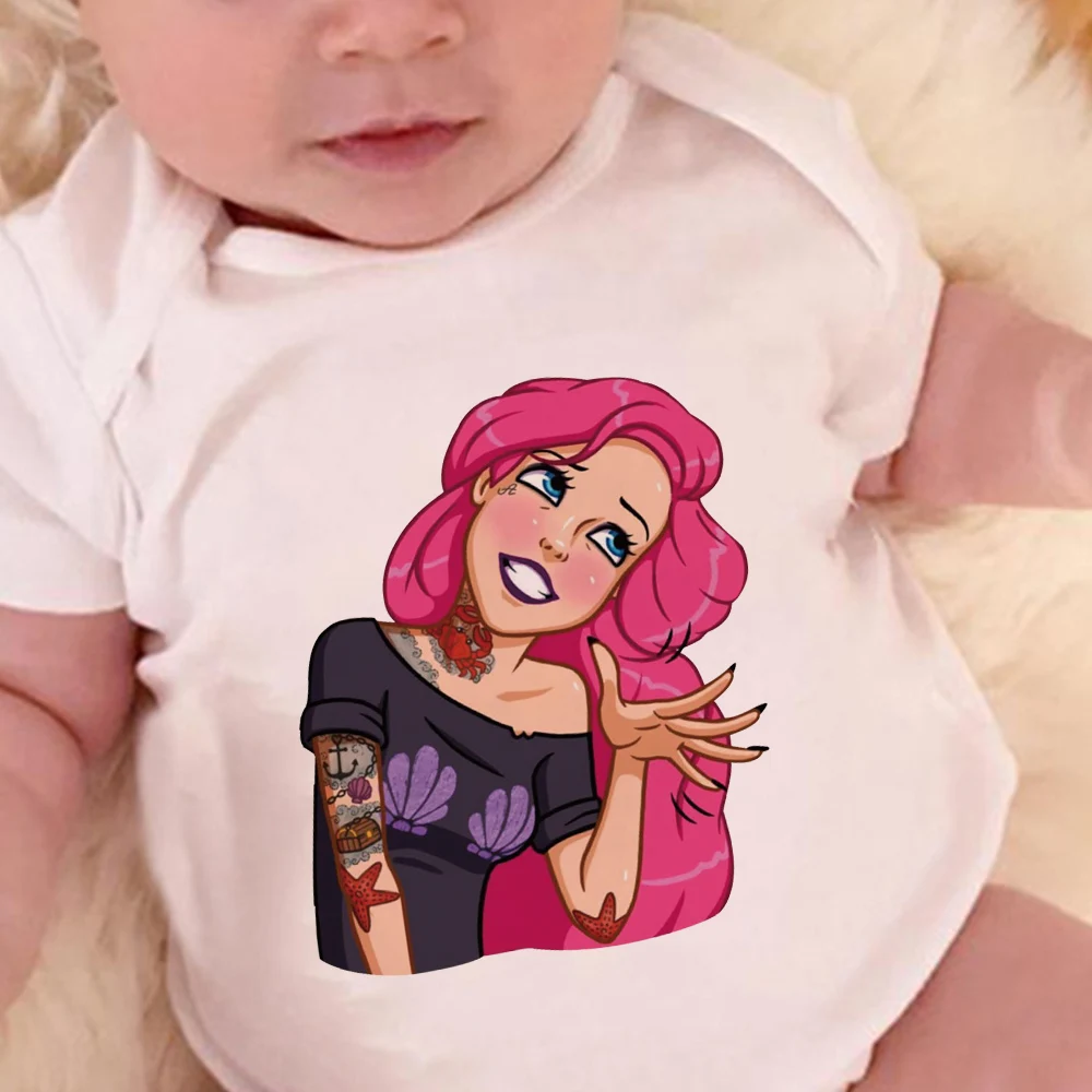 

Cool Fashion Four Seasons Disney 0-24M Newborn Romper The Little Mermaid Princess Punk Creative O-Neck Toddler Jumpsuit