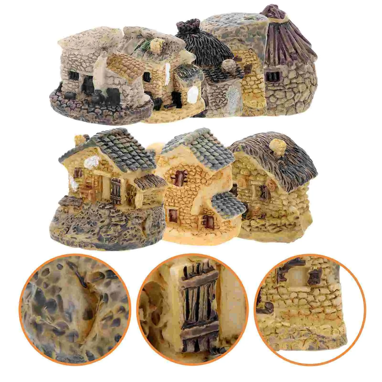 

House Fairy Village Miniature Mini Garden Resin Landscape Ornament Cottage Micro Stone Decor Supplies Christmas Aquarium