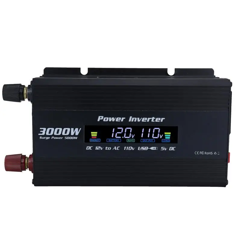 

Auto Power Inverters Car Adapter DC 12V To AC 110V 5000W Converter With Compact Design And LED Display USB Car Cigarettes