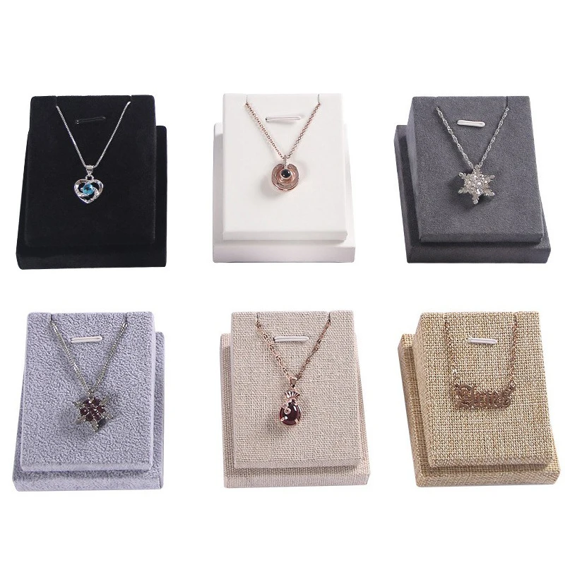 

Velvet Square Jewelry Necklace Pendant Display Holder Rack Cases for Counter