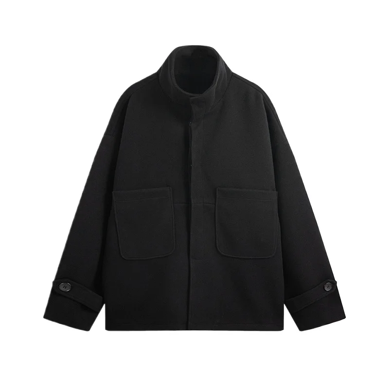 남성용 울 및 믹스 모직 블랙 코트, 하이 퀄리티 신상 코트, 우아한 겨울 재킷