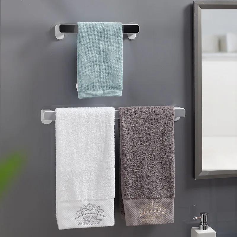 Nail Free Towel Rack for Bathroom Wall-mounted Towel Holder for Kitchen Easy Installation Towel Hangers Adhesive Towel Bar towel racks for bathroom swivel self adhesive towel rack wall mounted 4 bar bathroom towel hanger for small rolled towels hand towels white