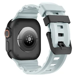 Breathable Sport Silicone Strap for S10 - 11 46mm 44 45mm (Luminous blue black)