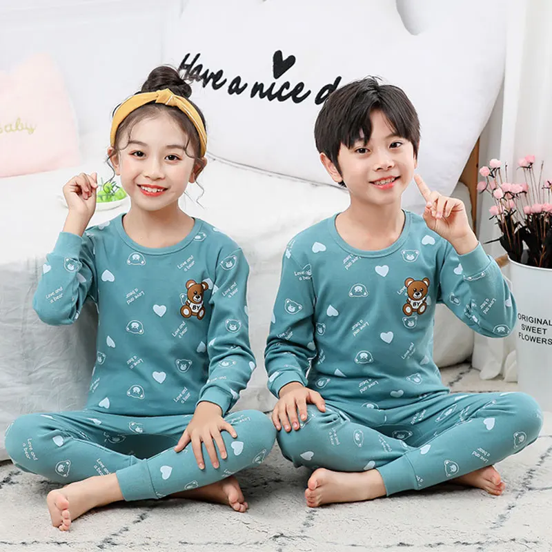2024 Spring Autumn Children Pajama Sets Cartoon Cat Sleepwear for Kids 2-14years Teen Pijamas Boys Girls Loungewear Baby Clothes