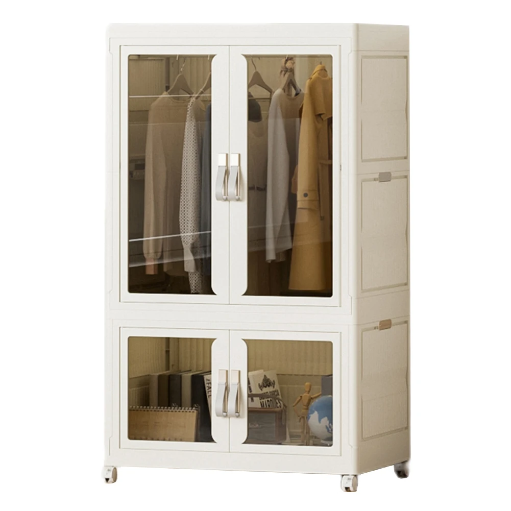 Portable Closet Collapsible Wardrobe Large Capacity Storage Organizer with Clear Door Closet Organizer for Living Room Bedroom
