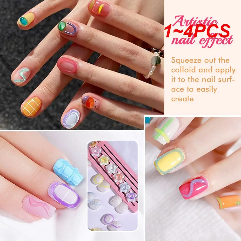 1 ~ 4 Pezzi Texture Gel Vibrante Di Alta Qualità Texture Gel Manicure 3D Budino Gel Gel Manicure Must-Have Nail Design Unico Preciso