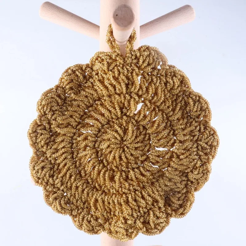 Hot selling flower slices, gold thread, non greasy dishwashing towels, scouring pads, hand crocheted coasters, brush bowl cloth